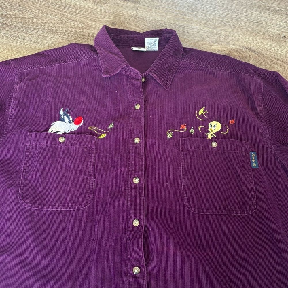 Purple vintage corduroy looney tunes, tweety shirt - Picture 2 of 7